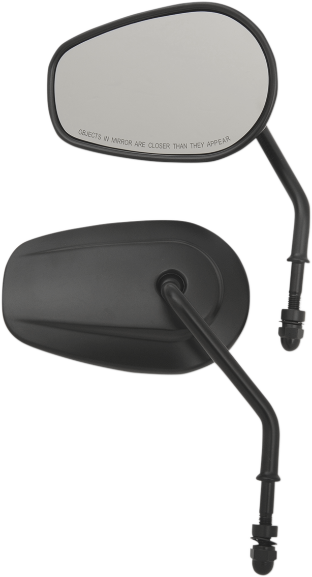 Mirrors - OEM/Replacement - Side View - Teardrop - Short Stem - Black - Pair