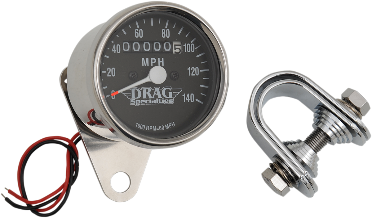 2.4" MPH Mini LED Mechanical Speedometer/Indicators - Chrome Housing - White Face - 2240:60