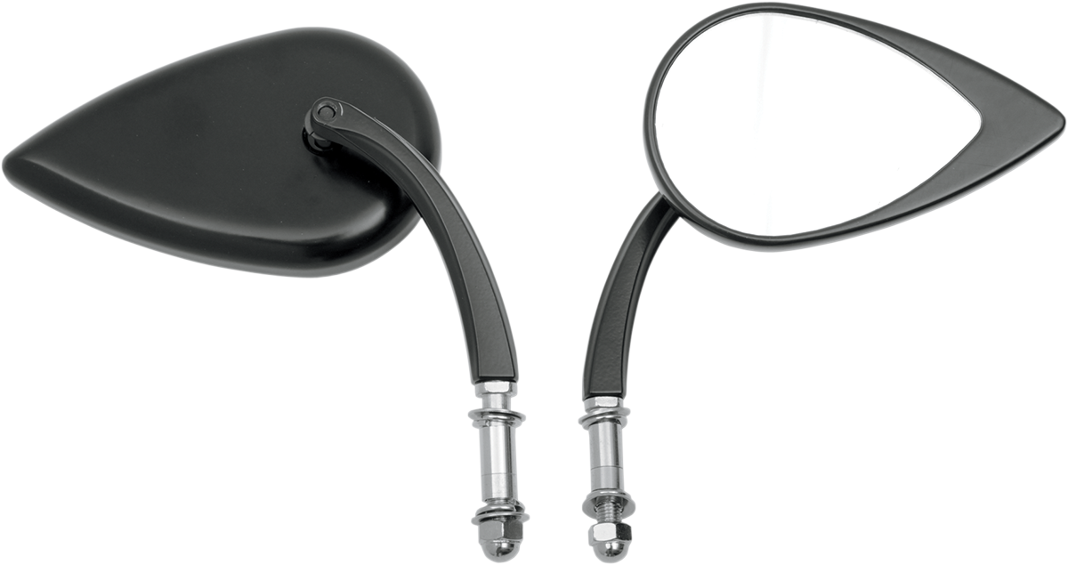 Mirror - Side View - Teardrop - Black - Curved/Short Stem - Each
