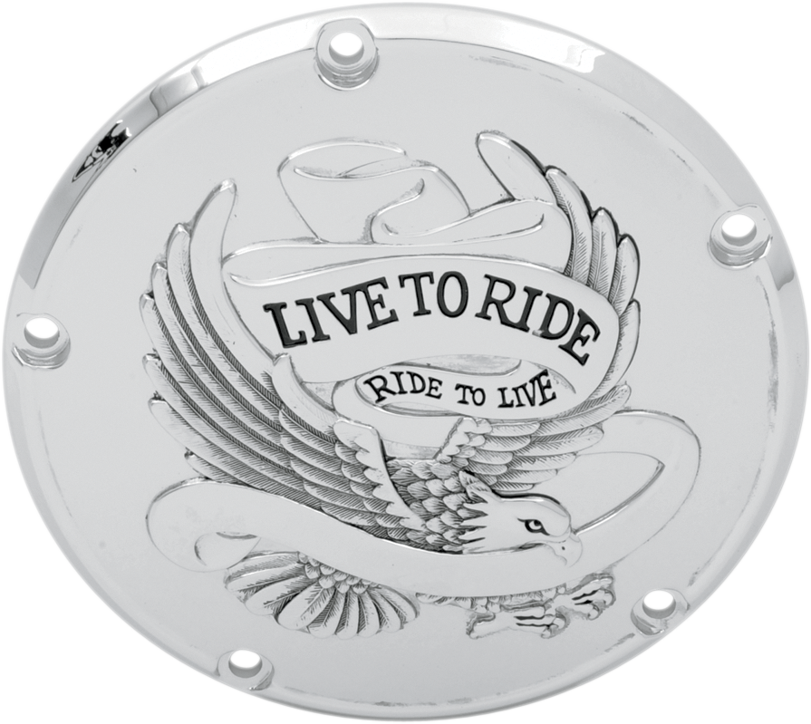 Derby Cover - Live to Ride - 5-Hole - Chrome - '15-'26 Harley-Davidson