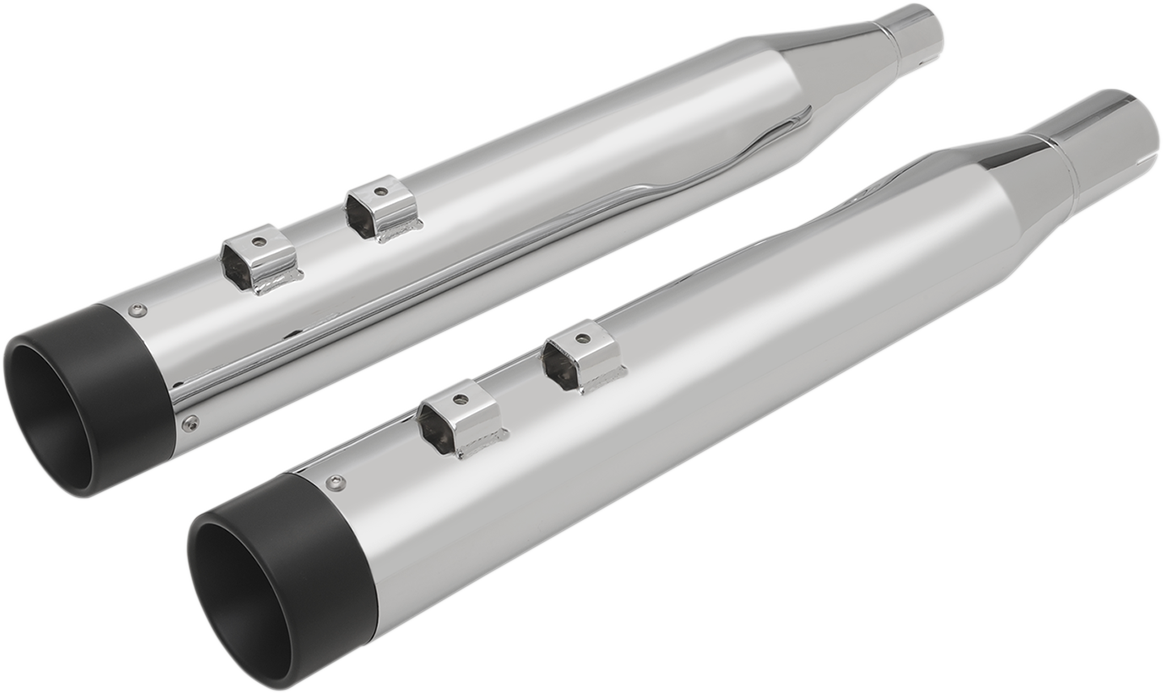 4" Slip-On Mufflers with Billet End Caps - Chrome/Black