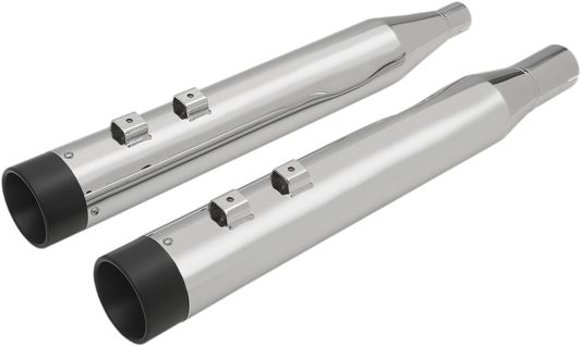 4" Slip-On Mufflers with Billet End Caps - Chrome/Black