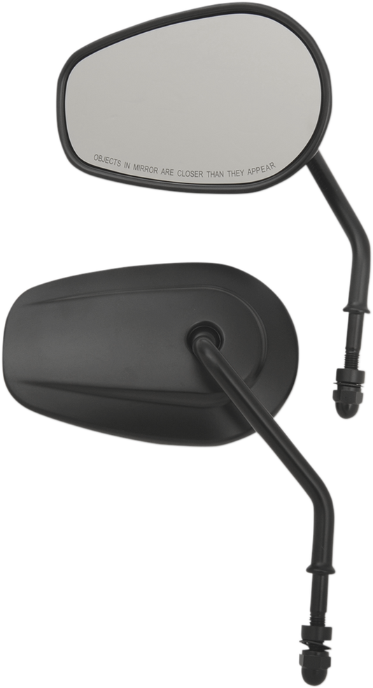 Mirrors - OEM/Replacement - Side View - Teardrop - Short Stem - Chrome - Pair