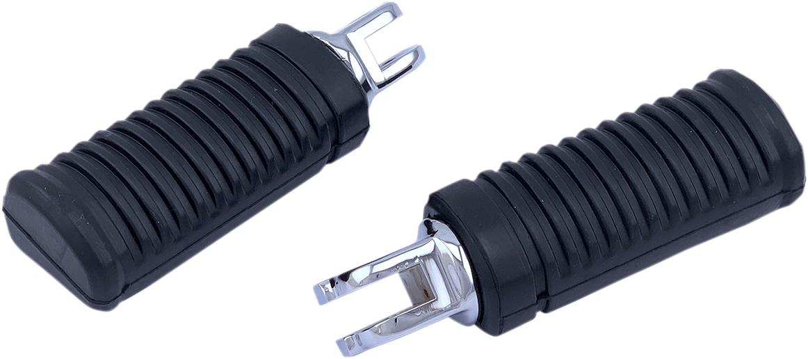 FML Soft-Ride Foot Pegs - Driver - Chrome/Black - Softail/Pan America/ELW