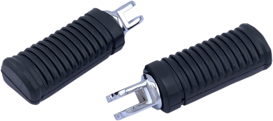 FML Soft-Ride Foot Pegs - Driver - Chrome/Black - Softail/Pan America/ELW