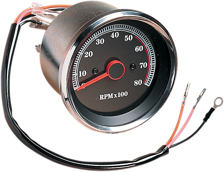 8000 RPM Electronic Tachometer - Stainless Housing Ring - Black Face