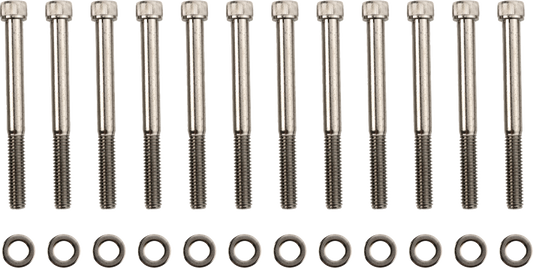 Bolt Kit - Crankcase - Knurled/Socket-Head - Chrome - M8