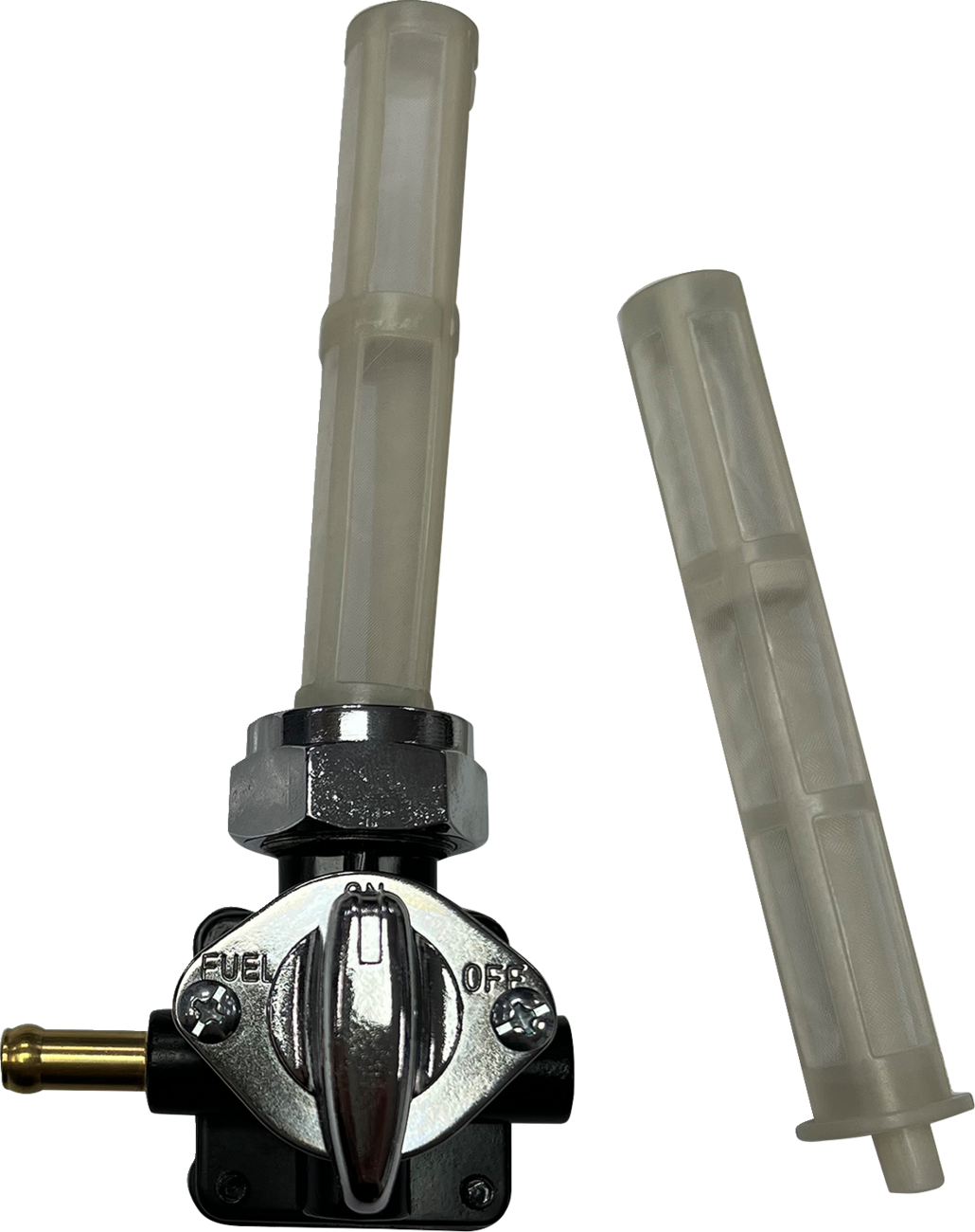 Petcock - Vacuum - Left Outlet - Chrome