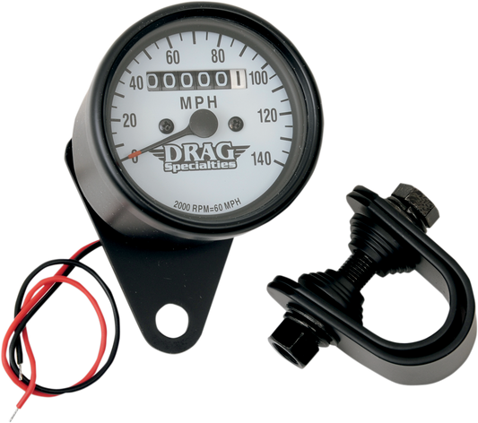 2.4" KPH Mini LED Mechanical Speedometer/Indicators/Trip - Chrome Housing - Black Face - 2:1
