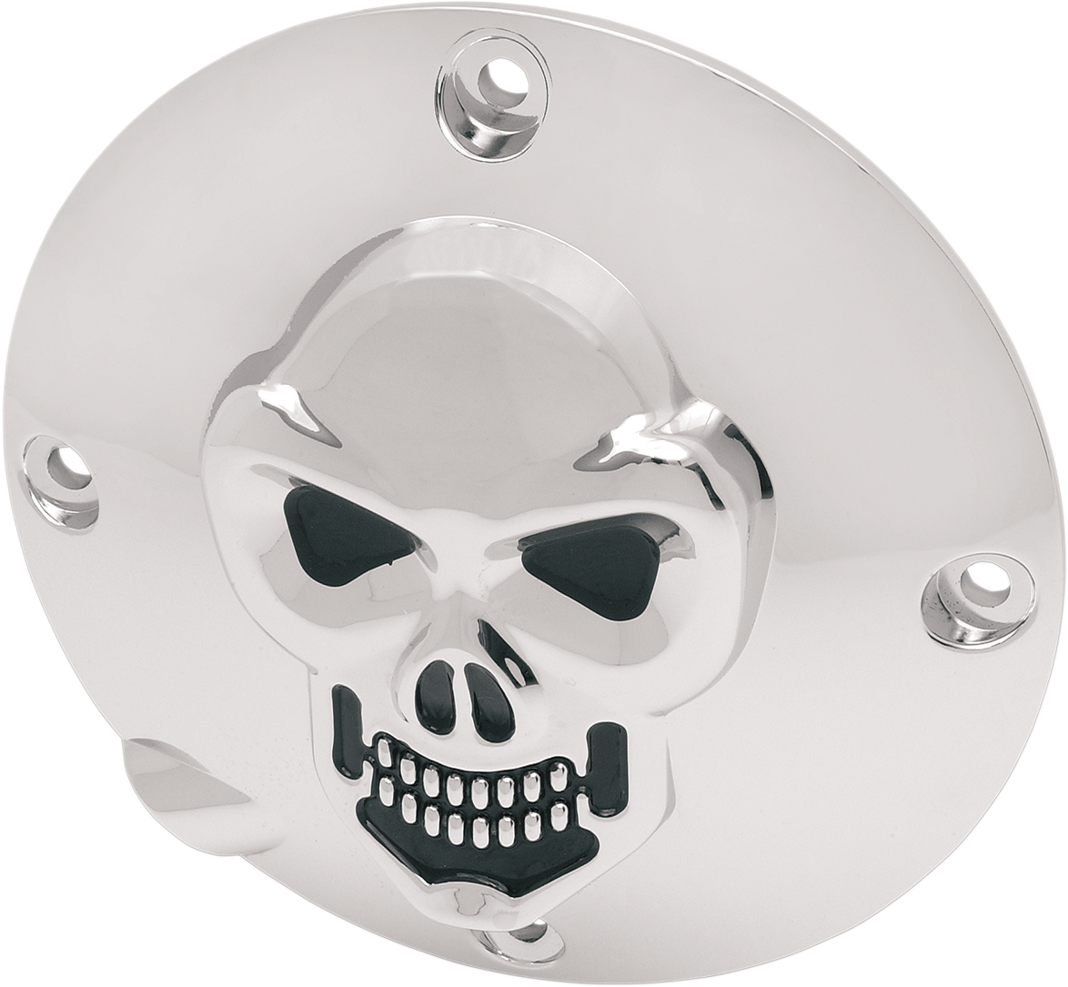3-D Skull Derby Cover - Chrome - 3 Hole