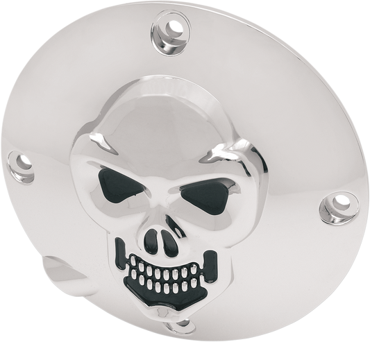 3-D Skull Derby Cover - Chrome - 3 Hole
