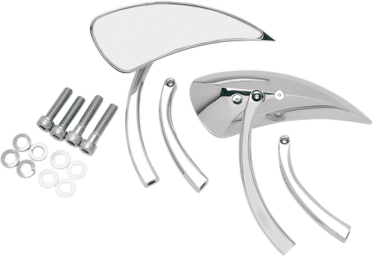 Mirrors - Side View - Teardrop - Chrome - Right/Left - Pair