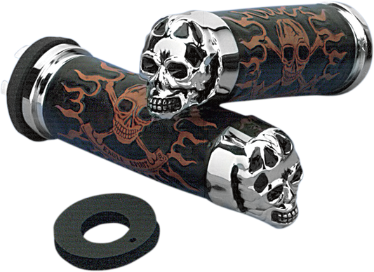 Skull Grips - Red Eyes - Chrome