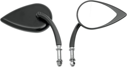 Mirror - Side View - Teardrop - Black - Curved/Long Stem - Each