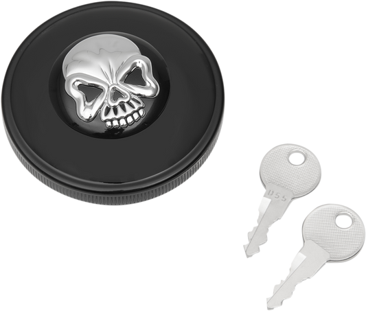 Locking Gas Cap - Skull - Non-Vented - Gloss Black