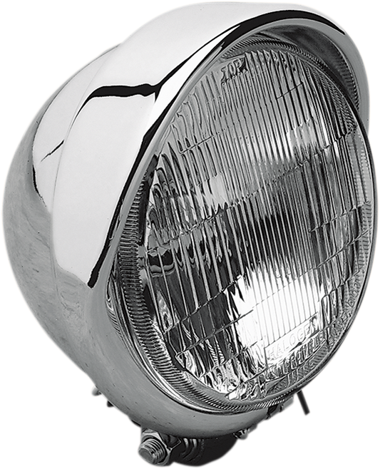 Headlight with Visor- H-4 - 5-3/4" - Chrome