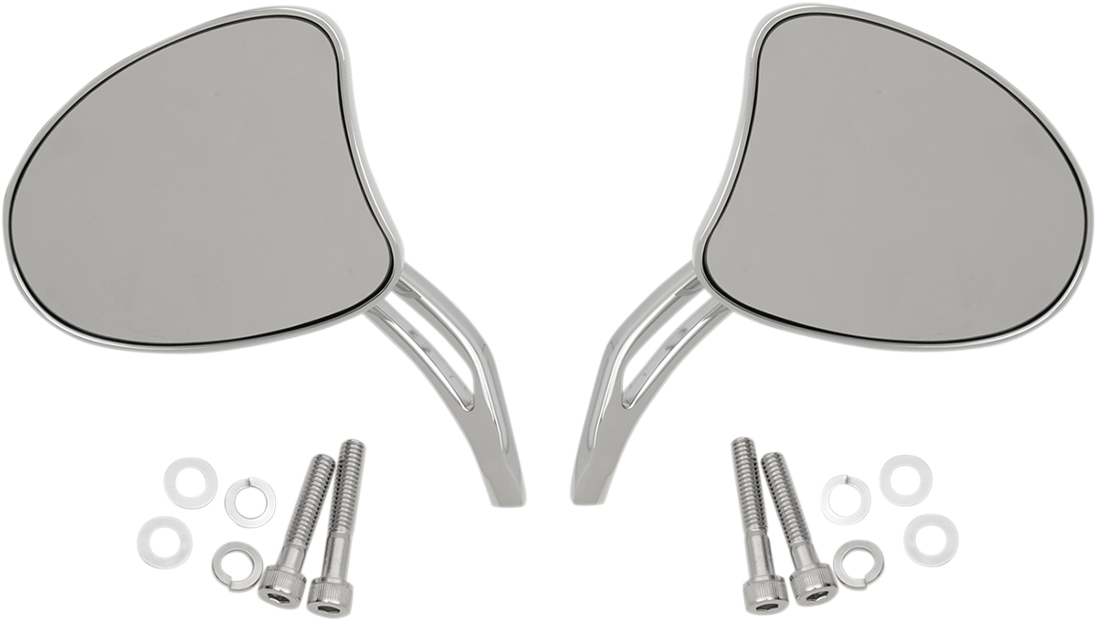 Mirrors - Side View - Tapered - Chrome - Long Stem - Pair