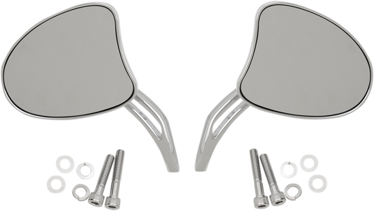 Mirrors - Side View - Tapered - Chrome - Long Stem - Pair