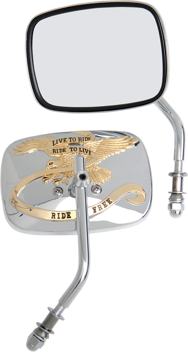 Mirror - Live To Ride - Side View - Oval - Chrome/Gold - Each