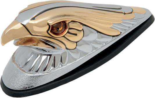 Eagle Head with Lights - Gold Eyes - Small - Chrome