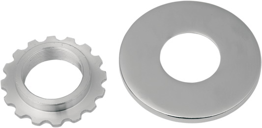 Steering Stem Bearing Adjusting Nut with Dust Cover - Chrome