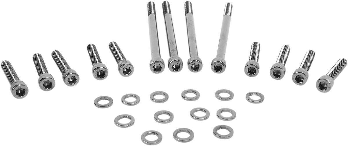 Bolt Kit - Primary Cover - Knurled - Black/Chrome - '04-'21 Sportster