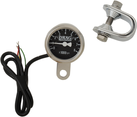 Electronic Mini Tachometer - Steel Housing - LED Illuminated Black Face - 1-7/8"