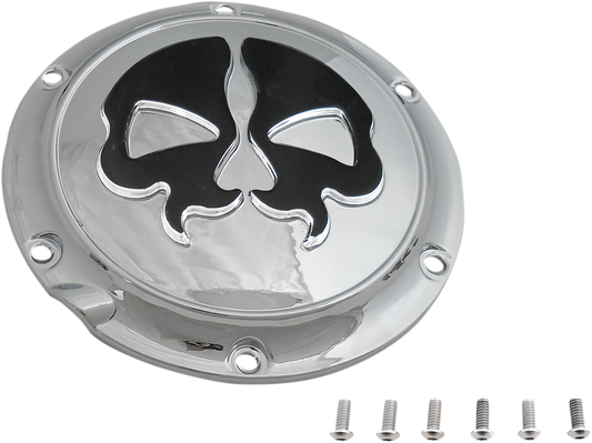 Derby Cover - Split Skull - 3 Hole - Black w/Chrome Skull - '70-'98 Big Twin