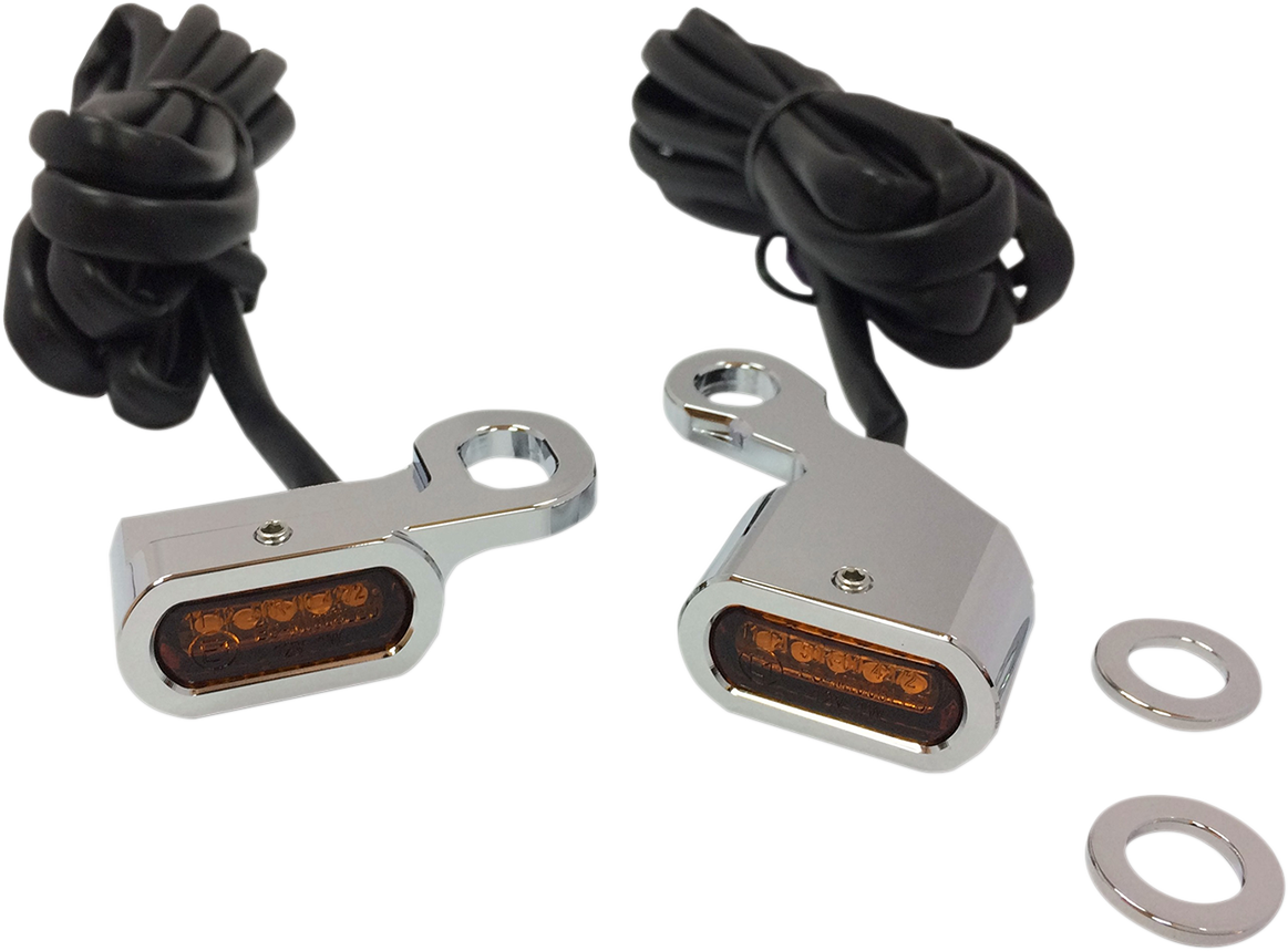 LED Handlebar Marker Lights - XL - Black/Amber