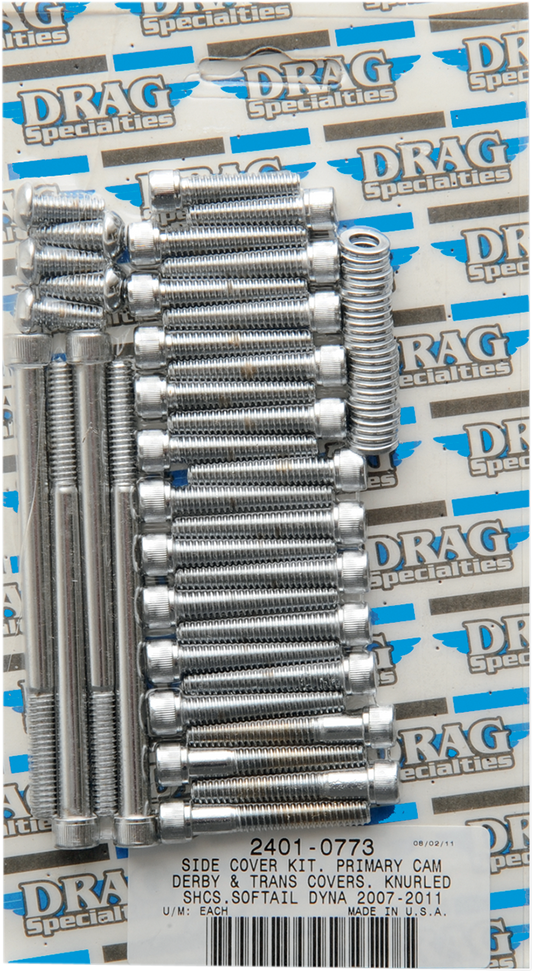 Bolt Kit - Primary/Transmission Side Cover/Derby Cover - Knurled - Touring